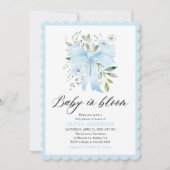 Blue Bow Baby in Bloom Floral Boy Baby shower Kaart (Voorkant)