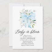 Blue Bow Baby in Bloom Floral Boy Baby shower Kaart (Voorkant)
