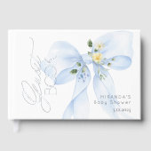 Blue bow Baby in Bloom wildflower Baby shower Gastenboek (Voorkant)