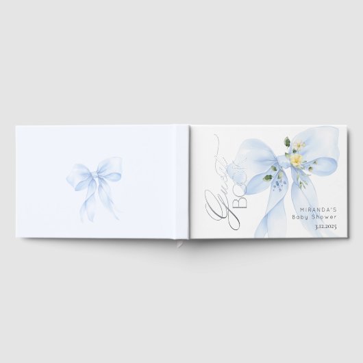 Blue bow Baby in Bloom wildflower Baby shower Gastenboek (Volledig)