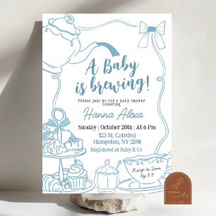 Blue Bow Baby is het brouwen van Tea Brunch Baby s Kaart
