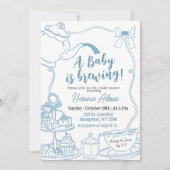 Blue Bow Baby is het brouwen van Tea Brunch Baby s Kaart (Voorkant)