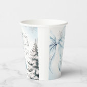 Blue Bow Baby It's Cold Outside Baby Shower Papieren Bekers (Rechts)