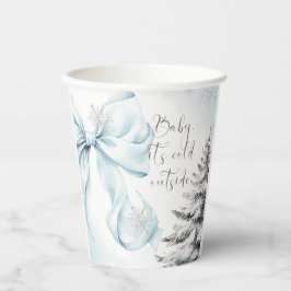 Blue Bow Baby It's Cold Outside Baby Shower  Papieren Bekers