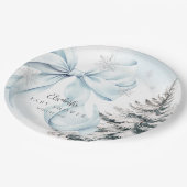 Blue Bow Baby It's Cold Outside Baby Shower Papieren Bordje (Gekanteld)