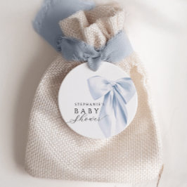 Blue Bow Baby shower Afgeronde gunst Tags Bedankjes Labels