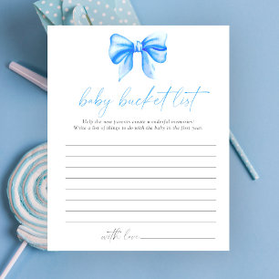 Blue bow baby shower - Baby bucket list spel