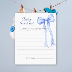 Blue bow baby shower - Baby bucket list spel