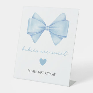 Blue Bow Baby shower Baby's zijn zoet Reclamebord Met Voetstuk