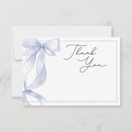 Blue Bow-Baby shower Bedankkaart (Voorkant)