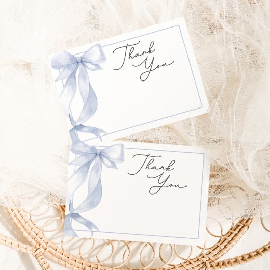 Blue Bow-Baby shower Bedankkaart
