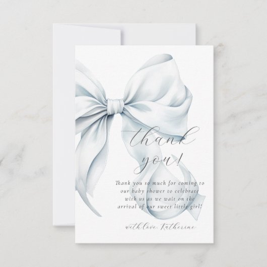 Blue Bow-Baby shower Bedankkaart (Voorkant)