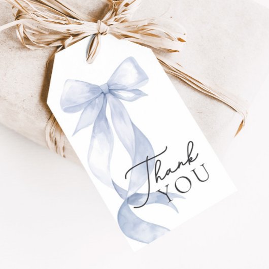 Blue Bow Baby shower Bedankt voor je steun Cadeaulabel
