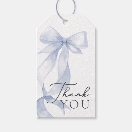 Blue Bow Baby shower Bedankt voor je steun Cadeaulabel (Voorkant)