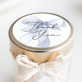 Blue Bow Baby shower Bedankt voor je steun Ronde Sticker
