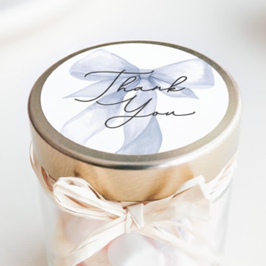 Blue Bow Baby shower Bedankt voor je steun Ronde Sticker