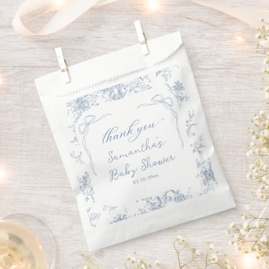 Blue Bow-Baby shower Bedankzakje (Geknipt)