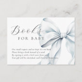 Blue Bow Baby shower Boeken voor Baby Enclosure Ka Informatiekaartje (Voorkant)