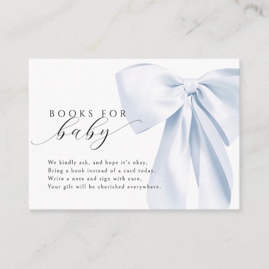 Blue Bow Baby shower Boeken voor Baby Informatiekaartje (Voorkant)