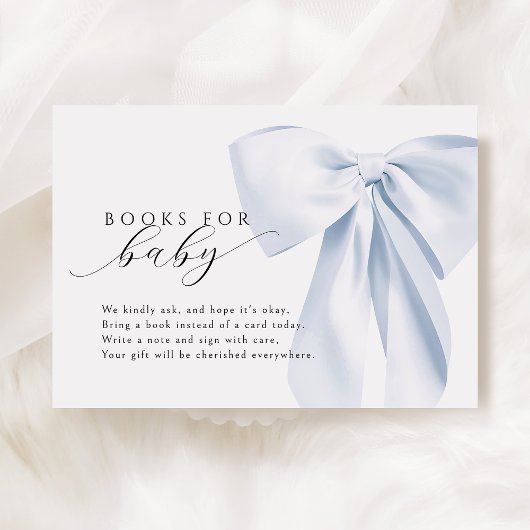 Blue Bow Baby shower Boeken voor Baby Informatiekaartje