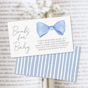 Blue Bow Baby shower boeken voor Baby Informatiekaartje