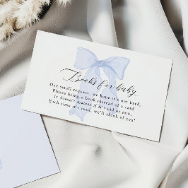 Blue Bow Baby shower Boeken voor baby Informatiekaartje