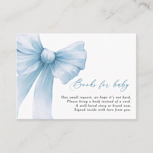 Blue Bow Baby shower Boeken voor Baby Informatiekaartje (Voorkant)