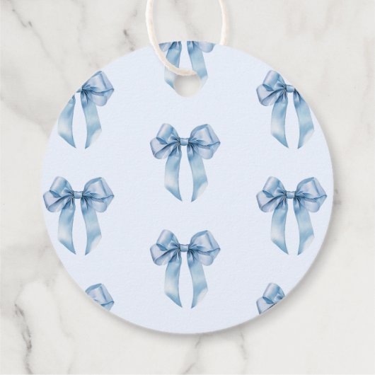 Blue Bow Baby shower Bowitful Dank u Bedankjes Labels (Achterkant)