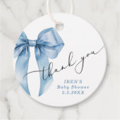 Blue Bow Baby shower Bowitful Dank u Bedankjes Labels (Voorkant)