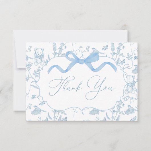 Blue Bow Baby shower Boy bedankpas Bedankkaart (Voorkant)