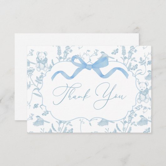 Blue Bow Baby shower Boy bedankpas Bedankkaart (Voorkant / Achterkant)