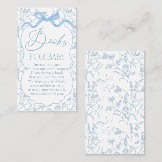 Blue Bow Baby shower Boy Book Informatiekaartje (Voorkant / Achterkant)