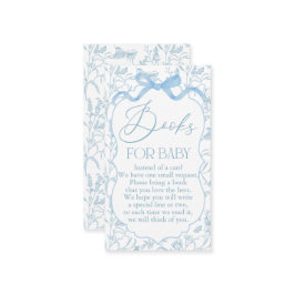 Blue Bow Baby shower Boy Book Informatiekaartje