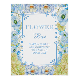 Blue Bow Baby shower Boy Flower Bar Perfect Poster