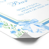 Blue Bow Baby shower Boy Flower Bar Poster (Hoek)