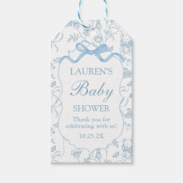 Blue Bow Baby shower Boy Gift Label Cadeaulabel