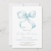Blue Bow Baby shower Boy Invitation Kaart (Voorkant)