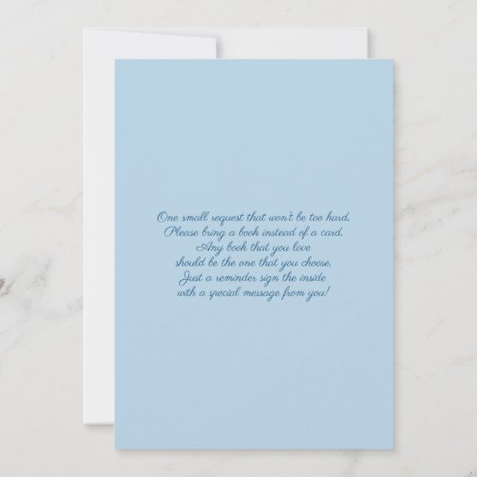 Blue Bow Baby shower Boy Invitation Kaart (Achterkant)