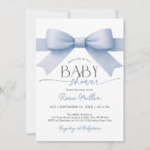 Blue Bow Baby shower Boy Invitation Kaart (Voorkant)