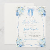 Blue Bow Baby shower Boy Kaart (Voorkant / Achterkant)