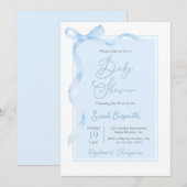 Blue Bow Baby shower Boy Kaart (Voorkant / Achterkant)