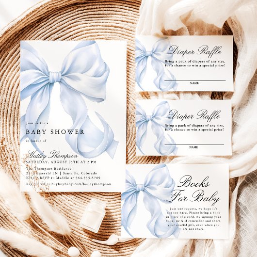 Blue Bow Baby Shower Coquette Bow Servet