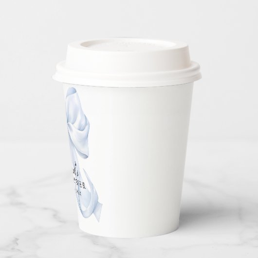 Blue Bow Baby Shower Coquette Bow Theme Papieren Bekers (Links)