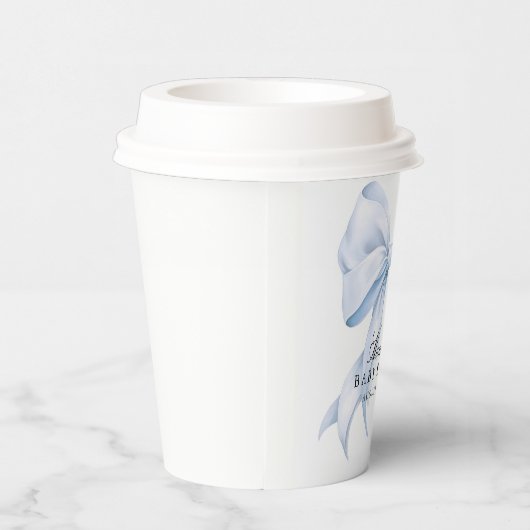 Blue Bow Baby Shower Coquette Bow Theme Papieren Bekers (Rechts)