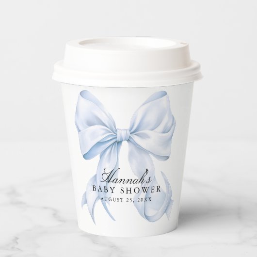 Blue Bow Baby Shower Coquette Bow Theme Papieren Bekers (Voorkant)