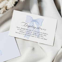 Blue Bow Baby shower Display Shower Informatiekaartje