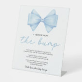 Blue Bow Baby shower Een bericht van de bult Reclamebord Met Voetstuk (Voorkant)
