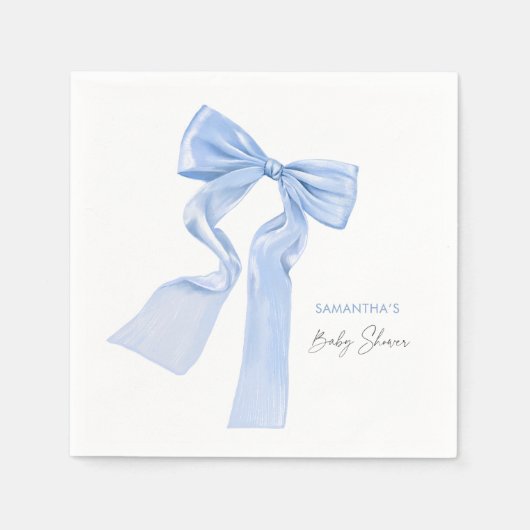 Blue Bow Baby shower Elegant papier Servet (Voorkant)