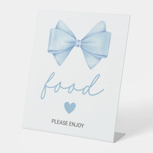 Blue Bow Baby shower eten Reclamebord Met Voetstuk (Voorkant)