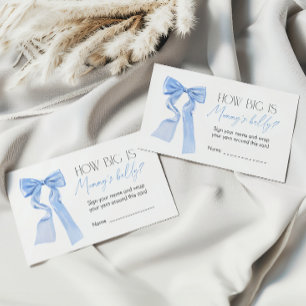 Blue Bow Baby shower Game Hoe groot is de buik van Informatiekaartje